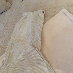 Banana Republic Cream Striped Wide Leg Pants